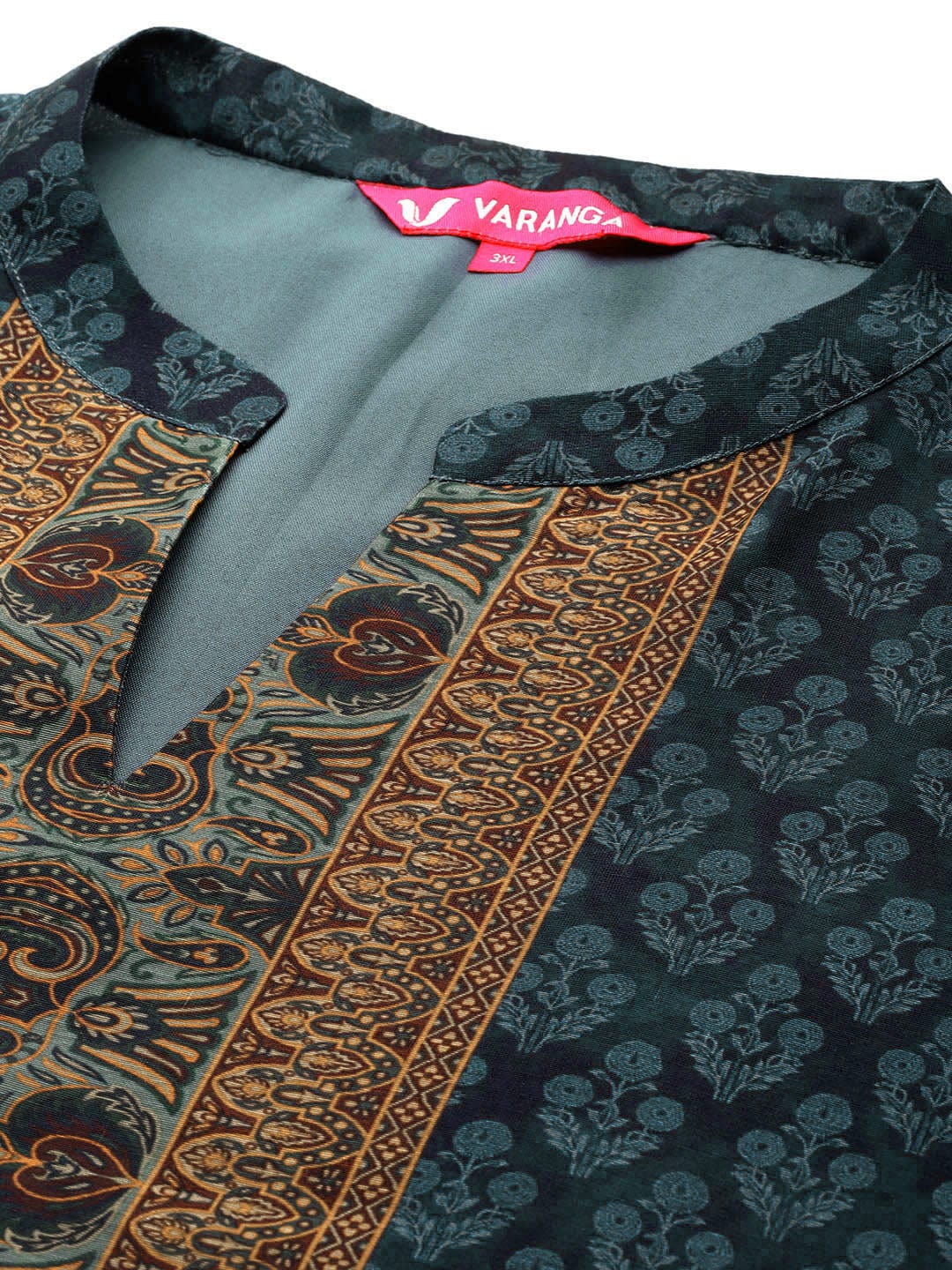 The Kurti Collection Plus Size Ethnic Motifs Printed Chanderi Silk Kurta With Trousers Dupatta