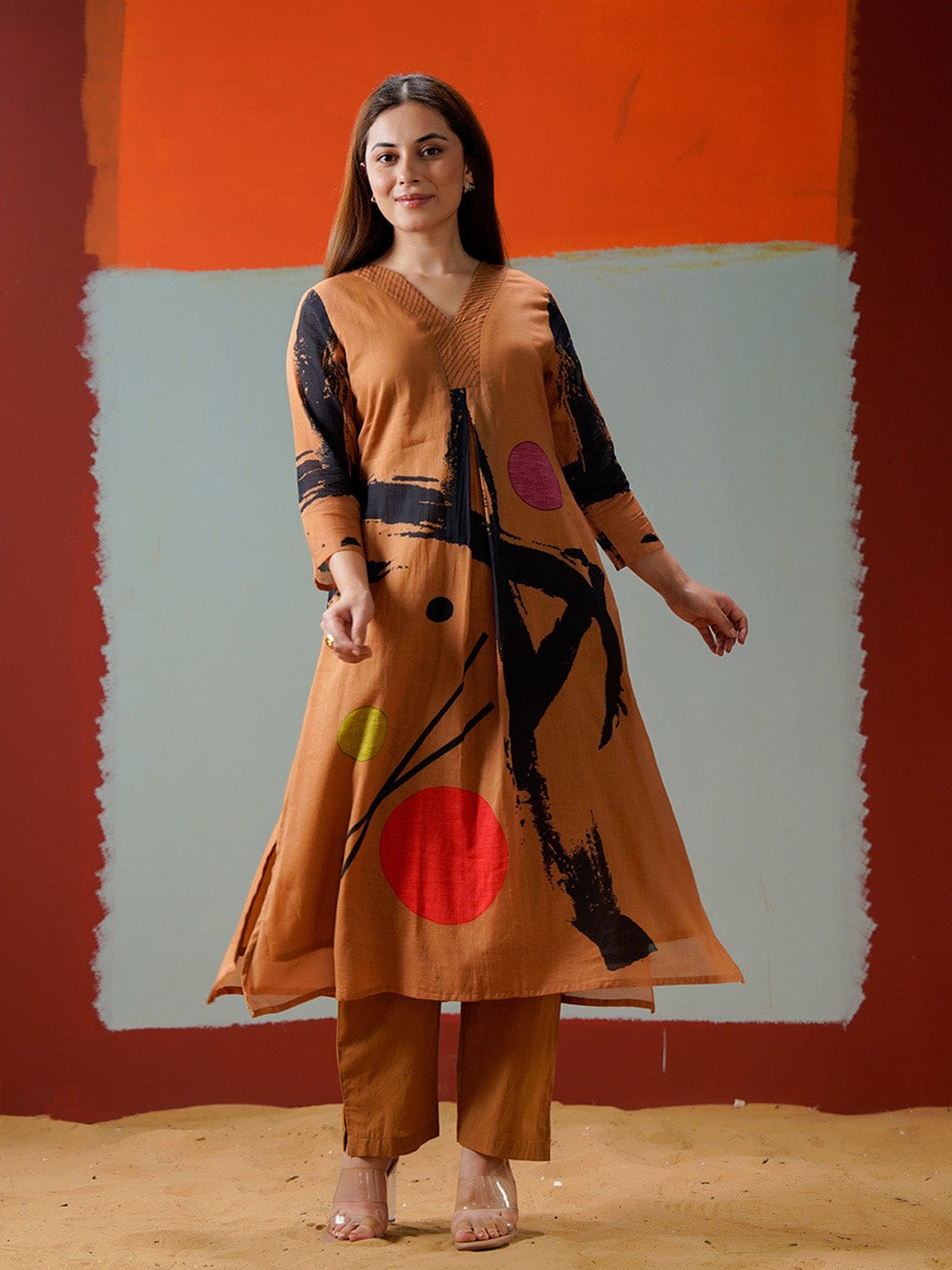 Midnight Bloom Long-Line Kurta Set