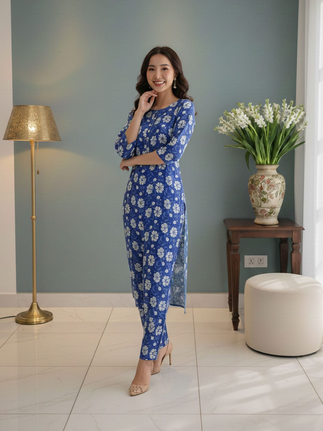 The Purple Petal Cotton Suit Set