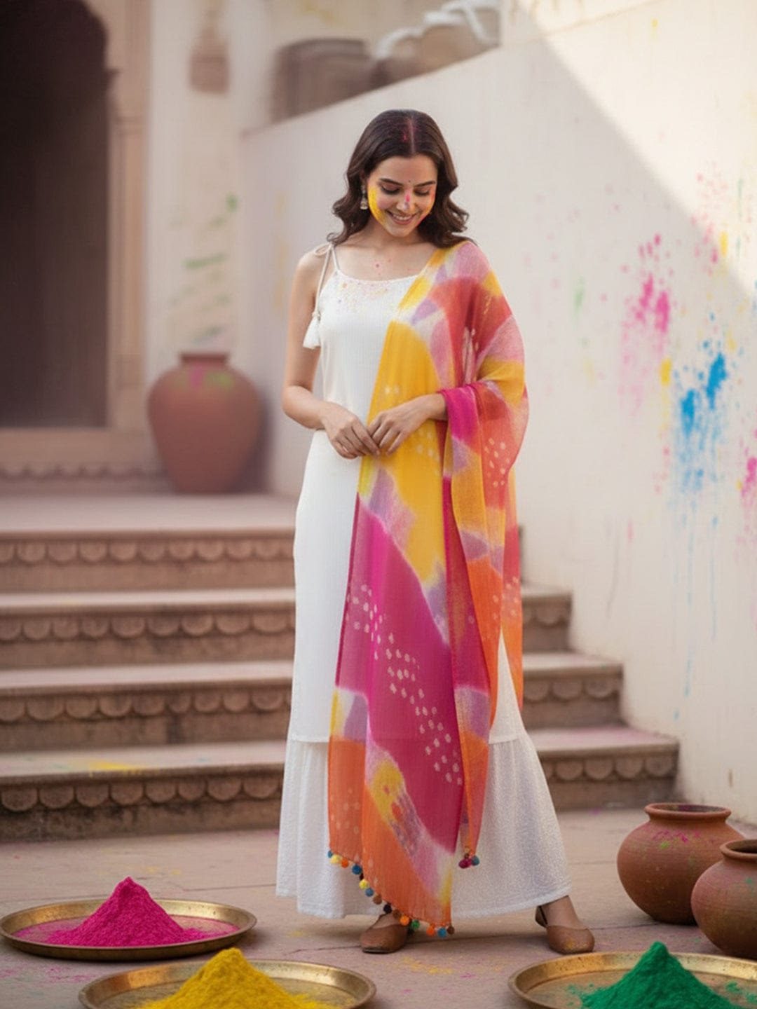 Sleeveless Sharara Suit in Off-White