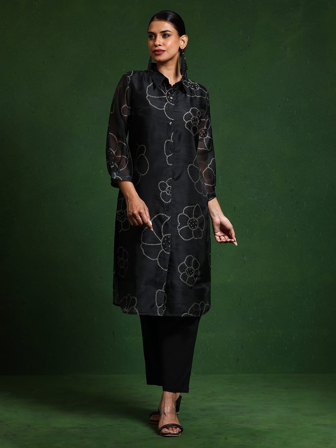 The Kurti Collection Women Premium Bandhani Floral Printed Shirt Kurta