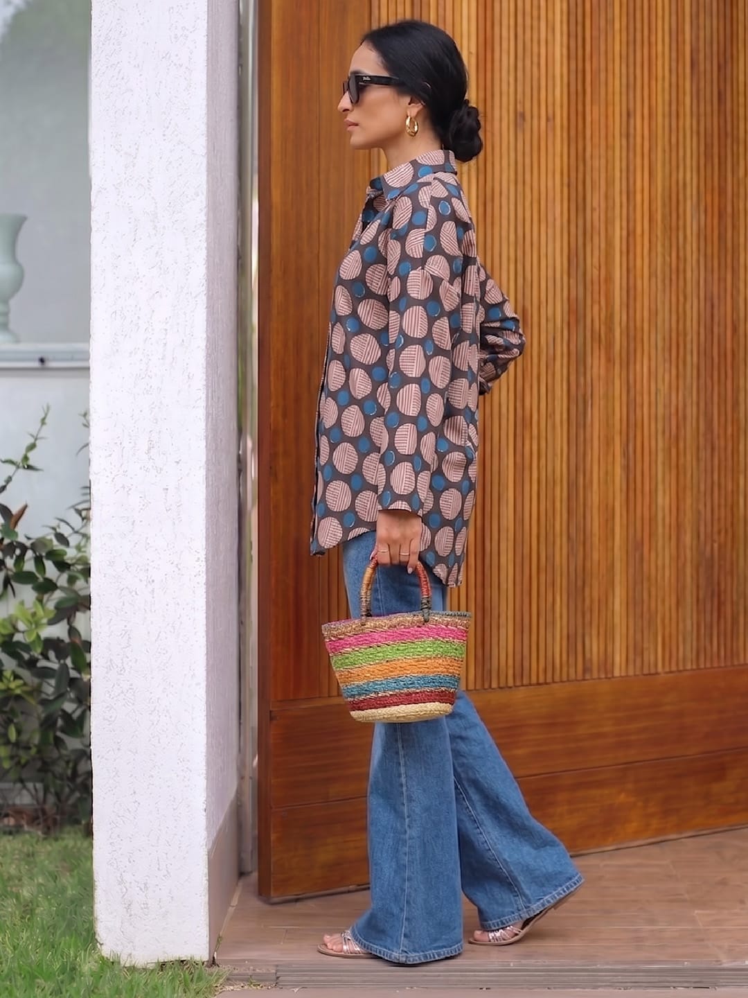 The Kurti Collection Women's geometric printed long shirt