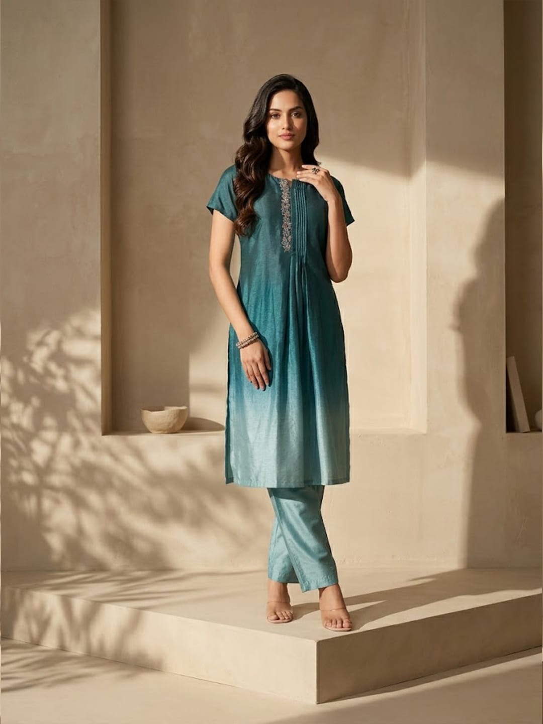 The Celestial Ombre, Embroidered Kurta Set