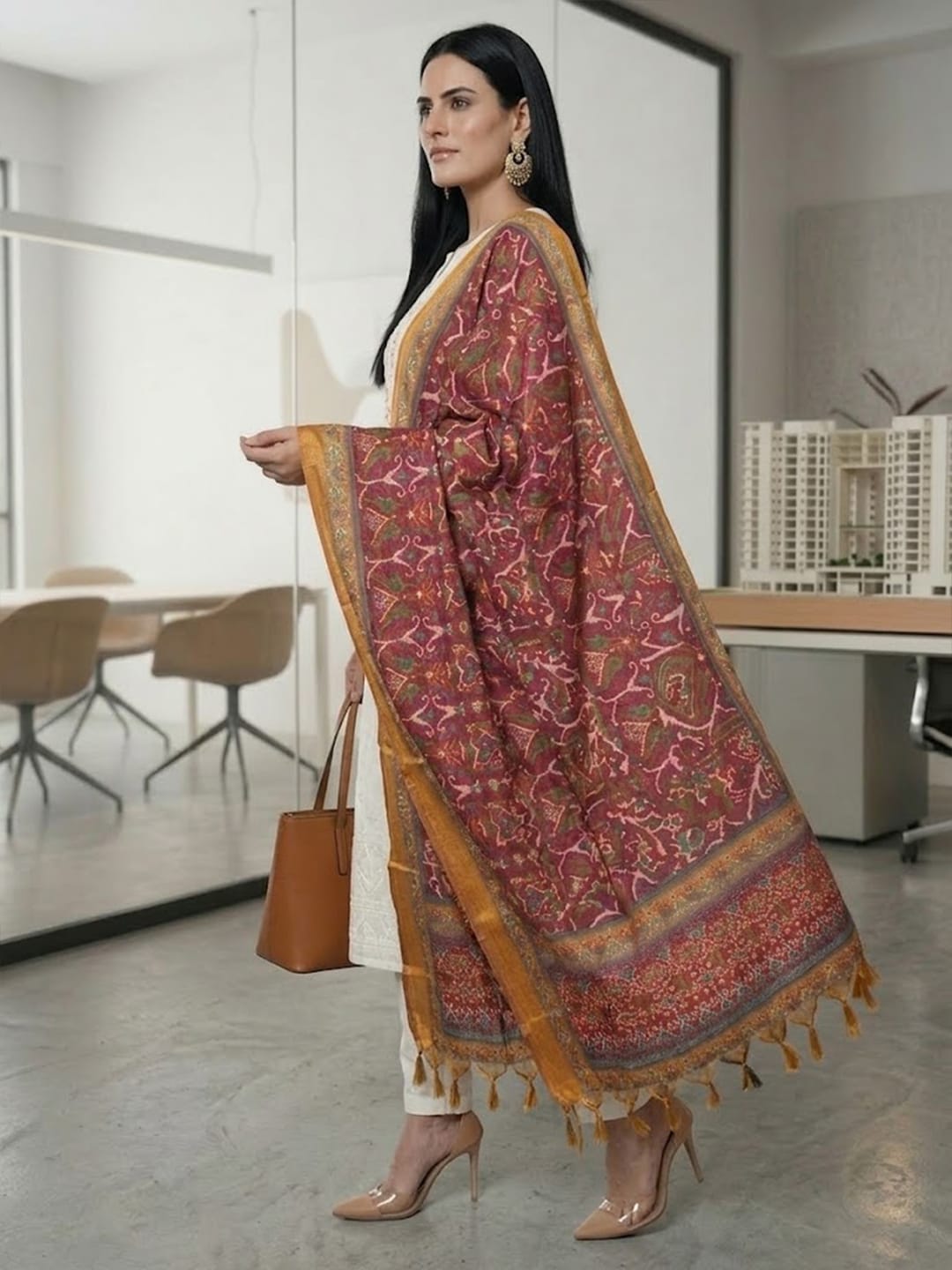 The Sovereign White Set With dupatta