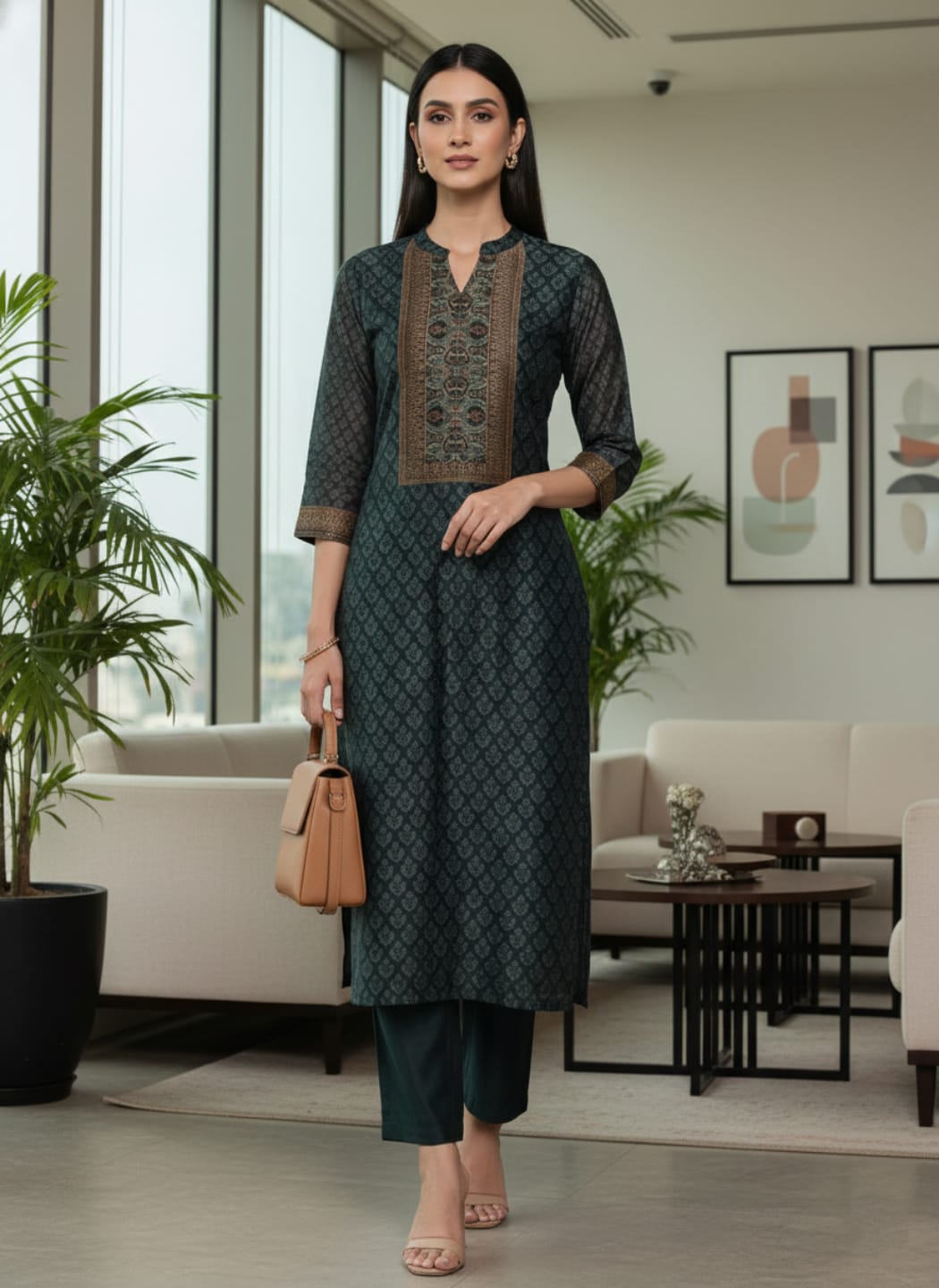 The Kurti Collection Women Grey Floral Printed Straight Kurta Paired With Solid Bottom And Printed Dupatta
