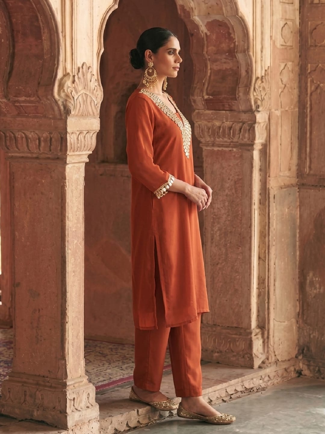 Burnt Orange Sheesha Festive Kurta Set