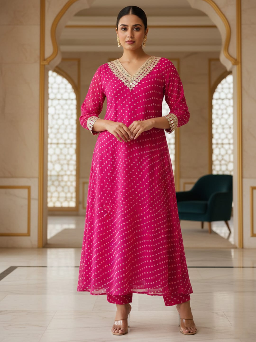 Embellished Fuchsia Kaftan