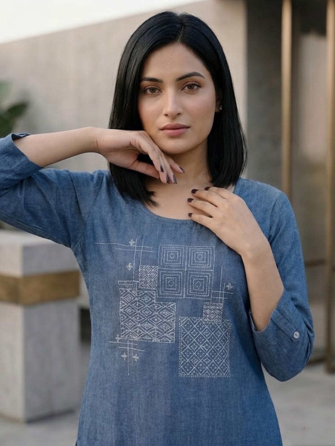 The Indigo Bloom kurta Set in Denim