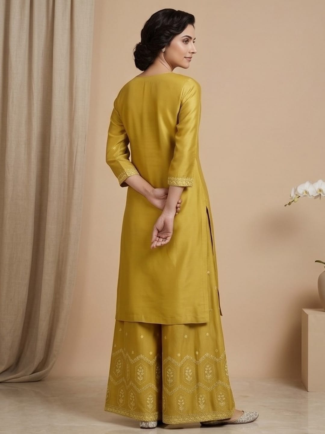 The Kurti Collection Women-Bead Work Kurta With Sharara And Dupatta