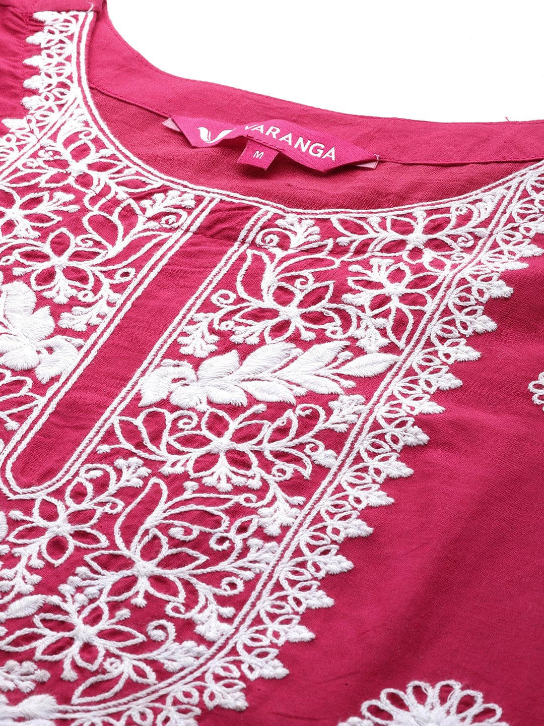 The Kurti Collection Floral Embroidered Thread Work Pure Cotton Kurta with Trousers & Dupatta