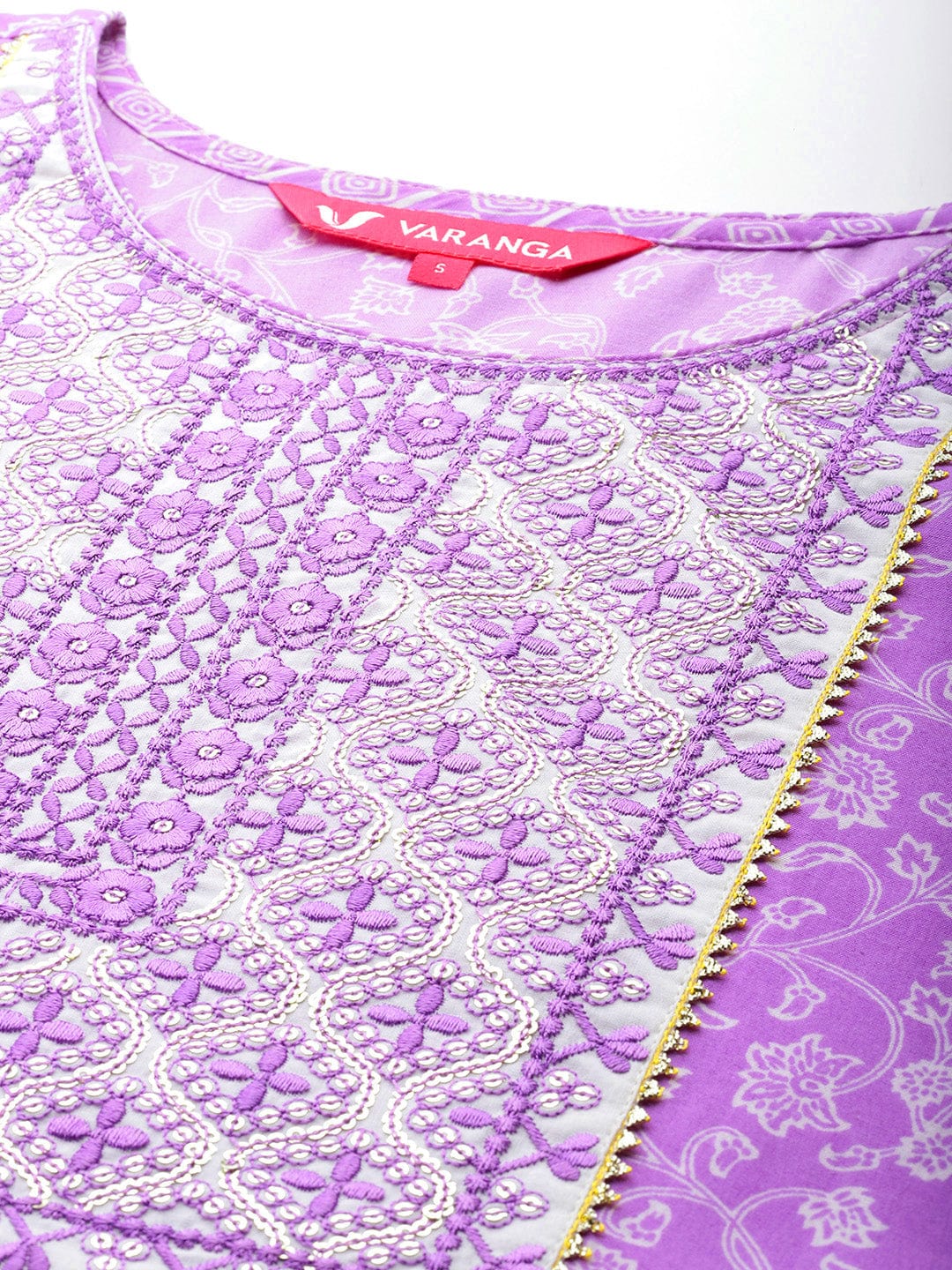 The Kurti Collection Women Lavender Floral Printed Embroidered Kurta Paired With Bottom And Dupatta