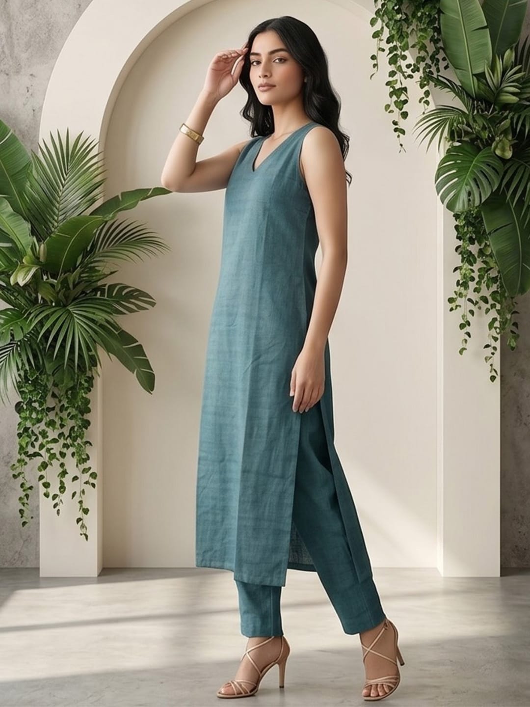 Effortless Teal Radiance Kurta Set
