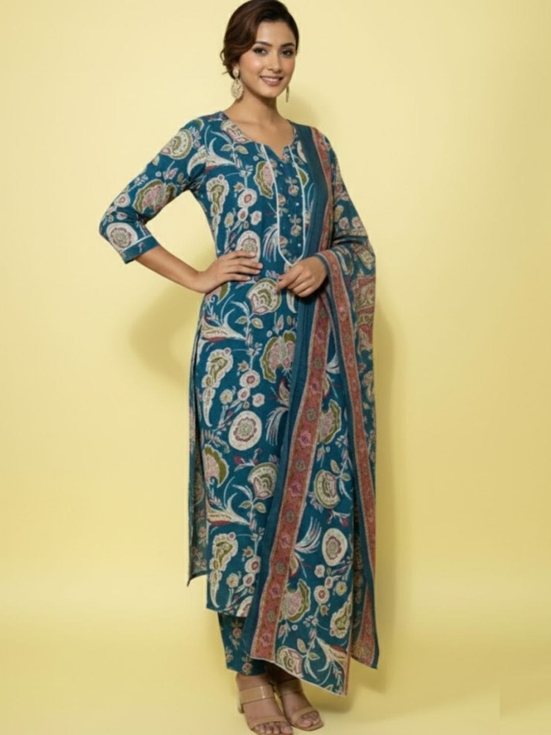 Summer Breezy Kurta Set With Printed Dupatta