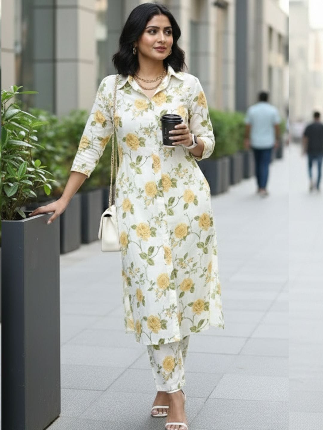 The Kurti Collection Women Floral Printed Regular Kurta with Trousers
