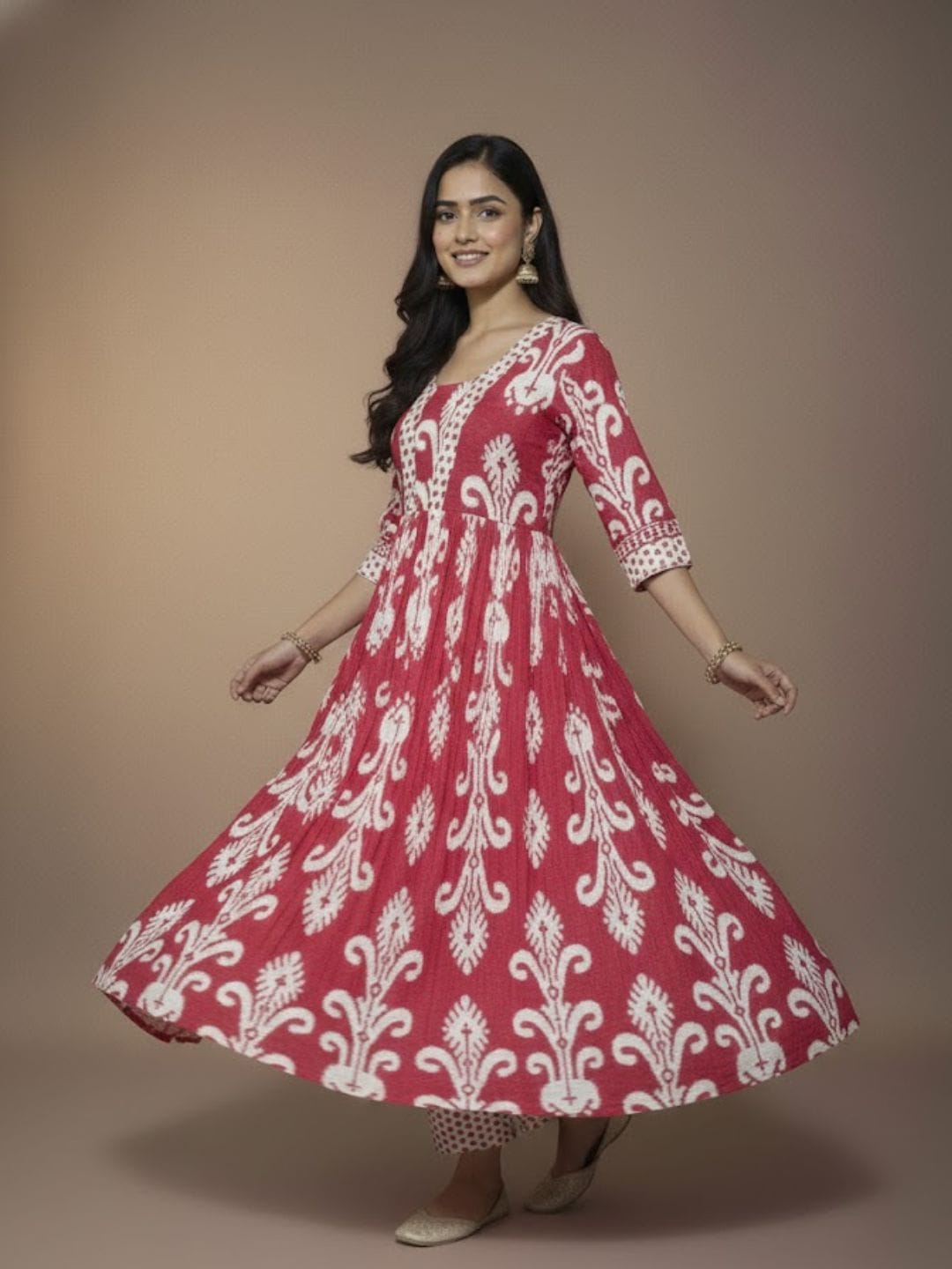 Vibrant Magenta V-Neck kurta Set with dupatta