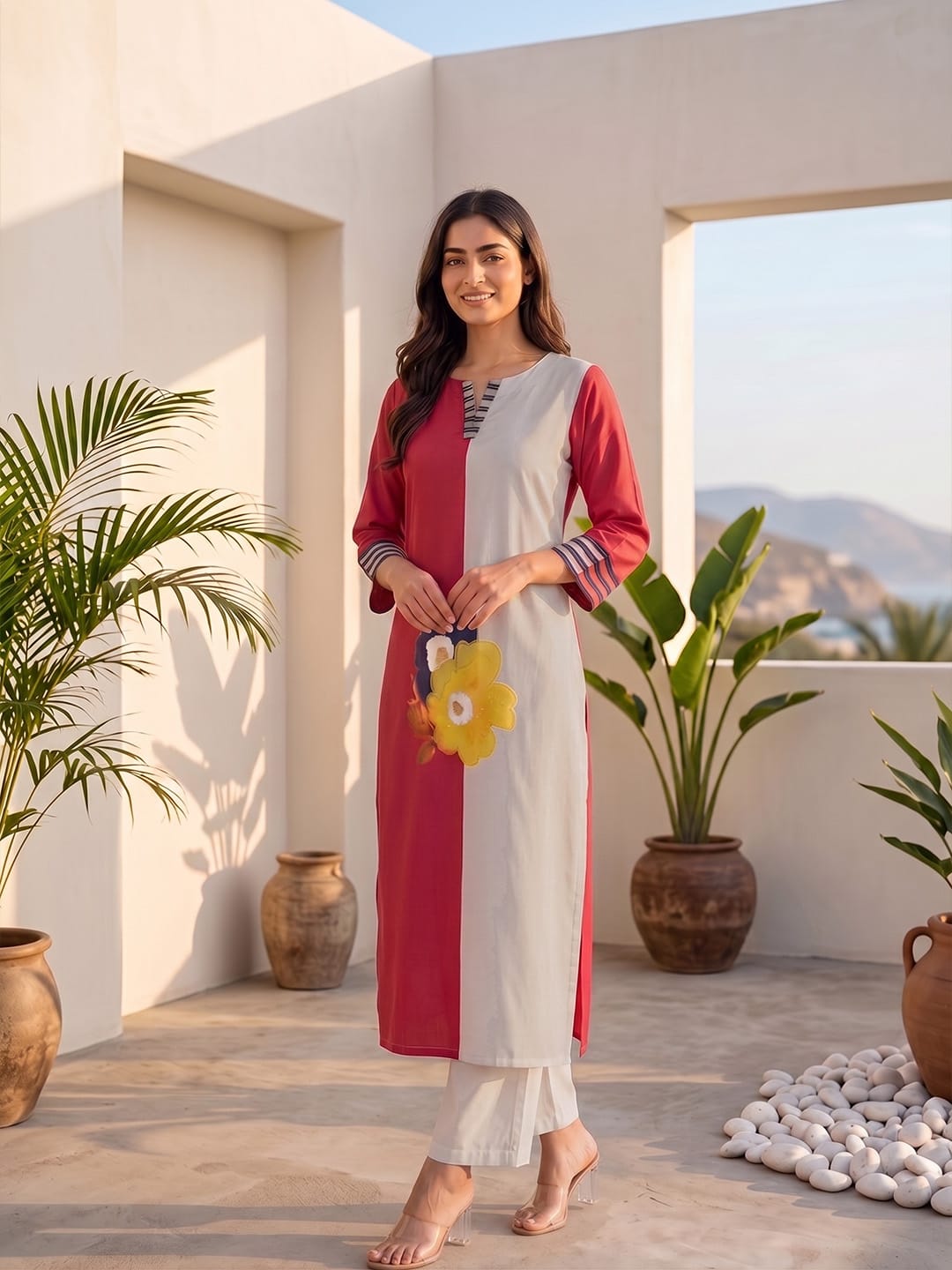 The Half-Frame Coral Women's kurta Set