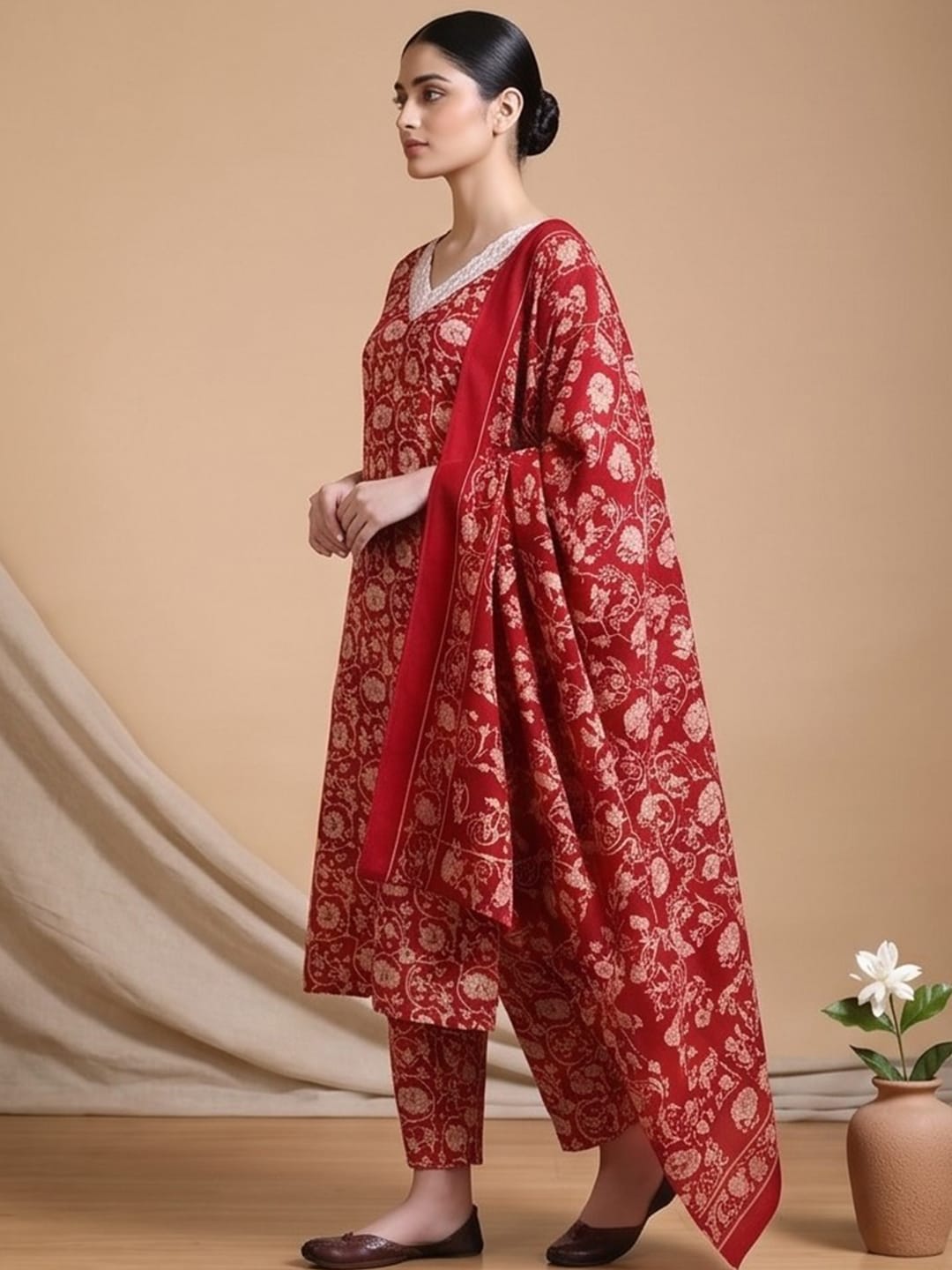 The Kurti Collection Women Ethnic Red Kurta Set With Dupatta