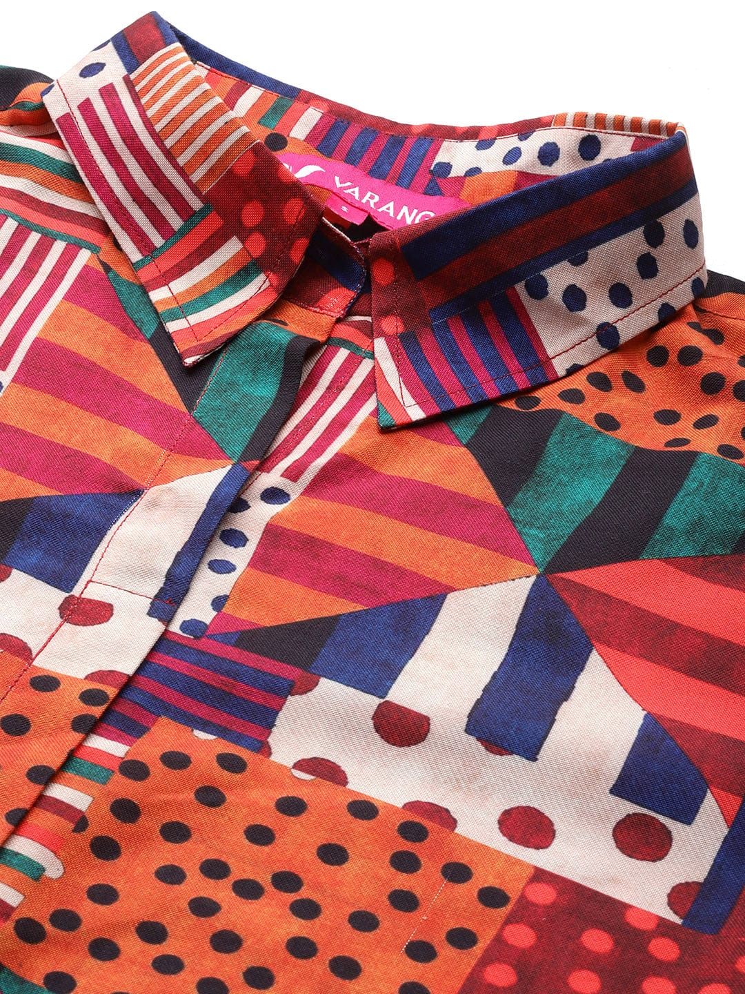 Varanga Women Multi Colour Abstract Printed Straight Kurta With Tonal Bottom