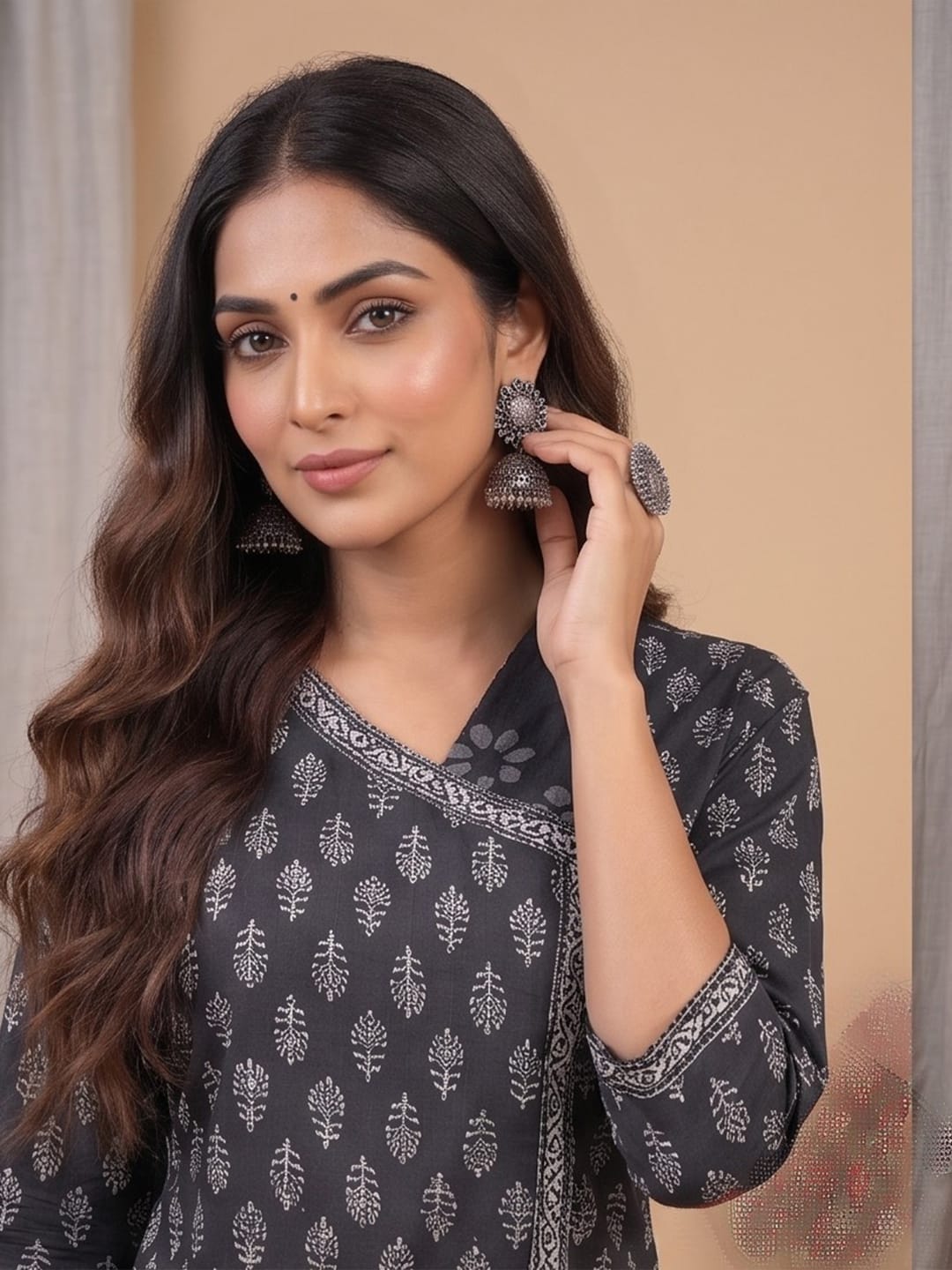 The Kurti Collection Women Ethnic Jaipuri Printed Angrakha Wih Salwar & Dupatta
