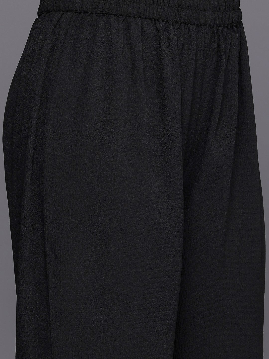 The Kurti Collection Women Black Crepe Shirt Collar Top And Bottom
