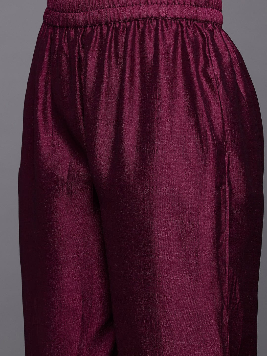 The Kurti Collection Women Wine Zari Lace Embellished Anarkali Kurta With Trousers And Tissue Dupatta