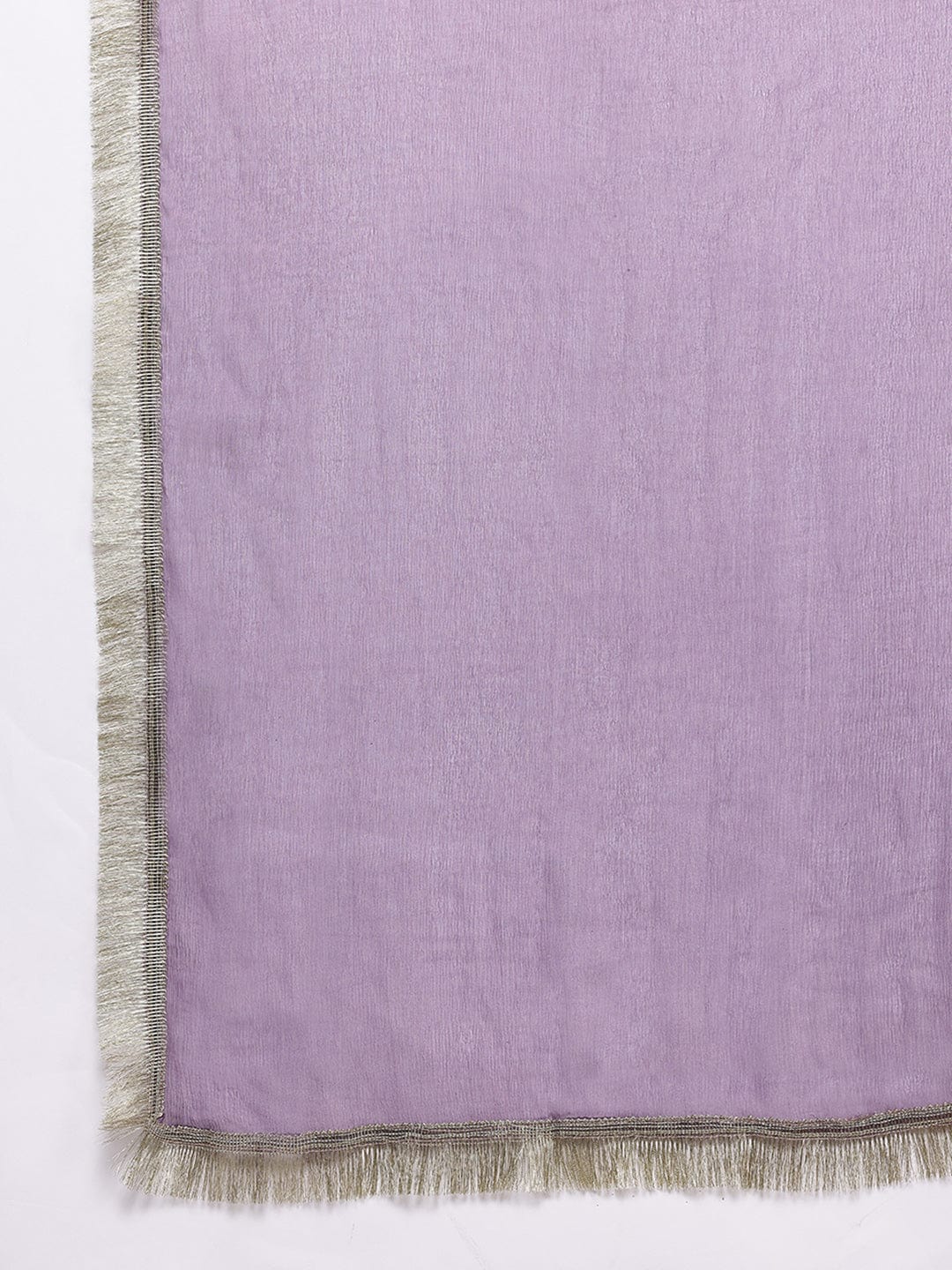 The Kurti Collection Women Lavender Zari Embroidered Straight Kurta With Trousers And Fringed Dupatta