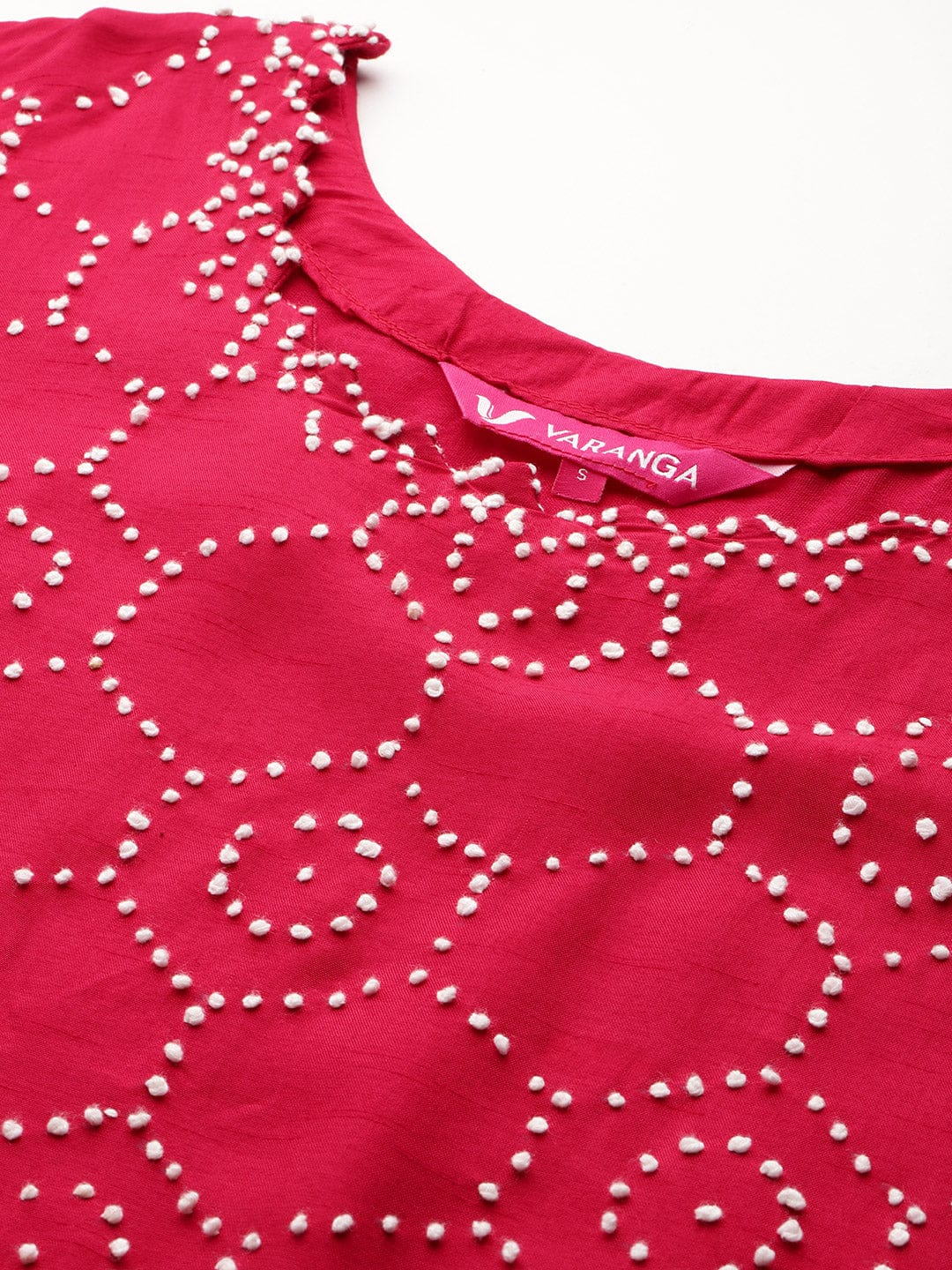 The Kurti Collection Women Hand Embroidered French Knot Kurta With Tonal Bottom And Embroidered Dupatta