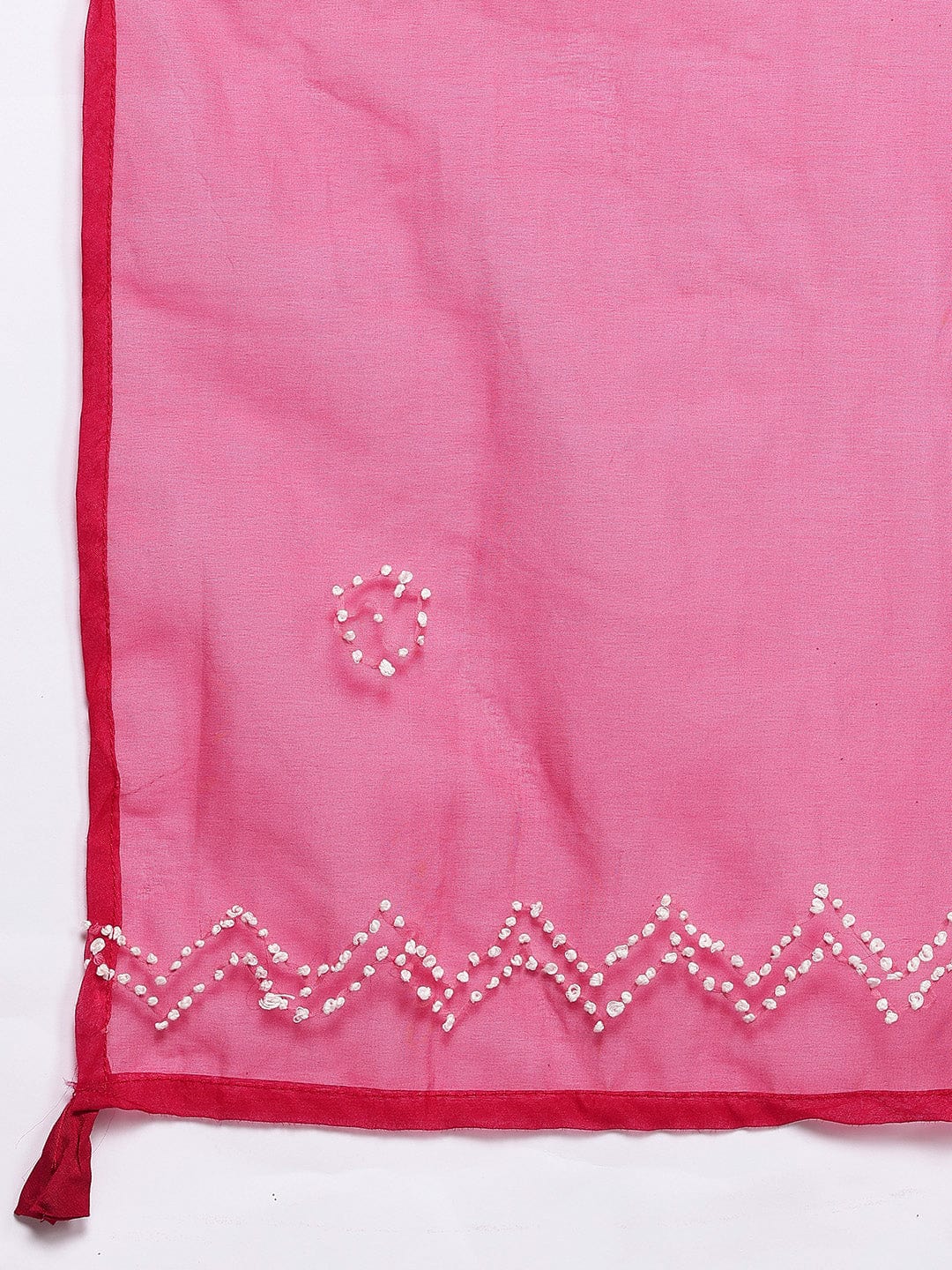 The Kurti Collection Women Hand Embroidered French Knot Kurta With Tonal Bottom And Embroidered Dupatta