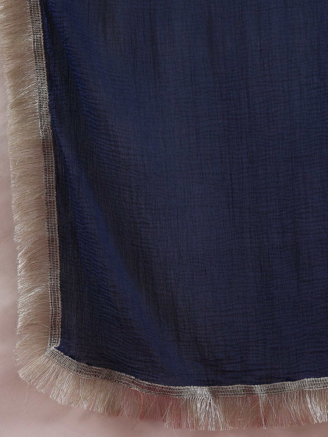 The Kurti Collection Women Blue Embroidered Straight Kurta Paired With Tonal Embroidered Bottom And With Tonal Chiffon Dotted Dupatta