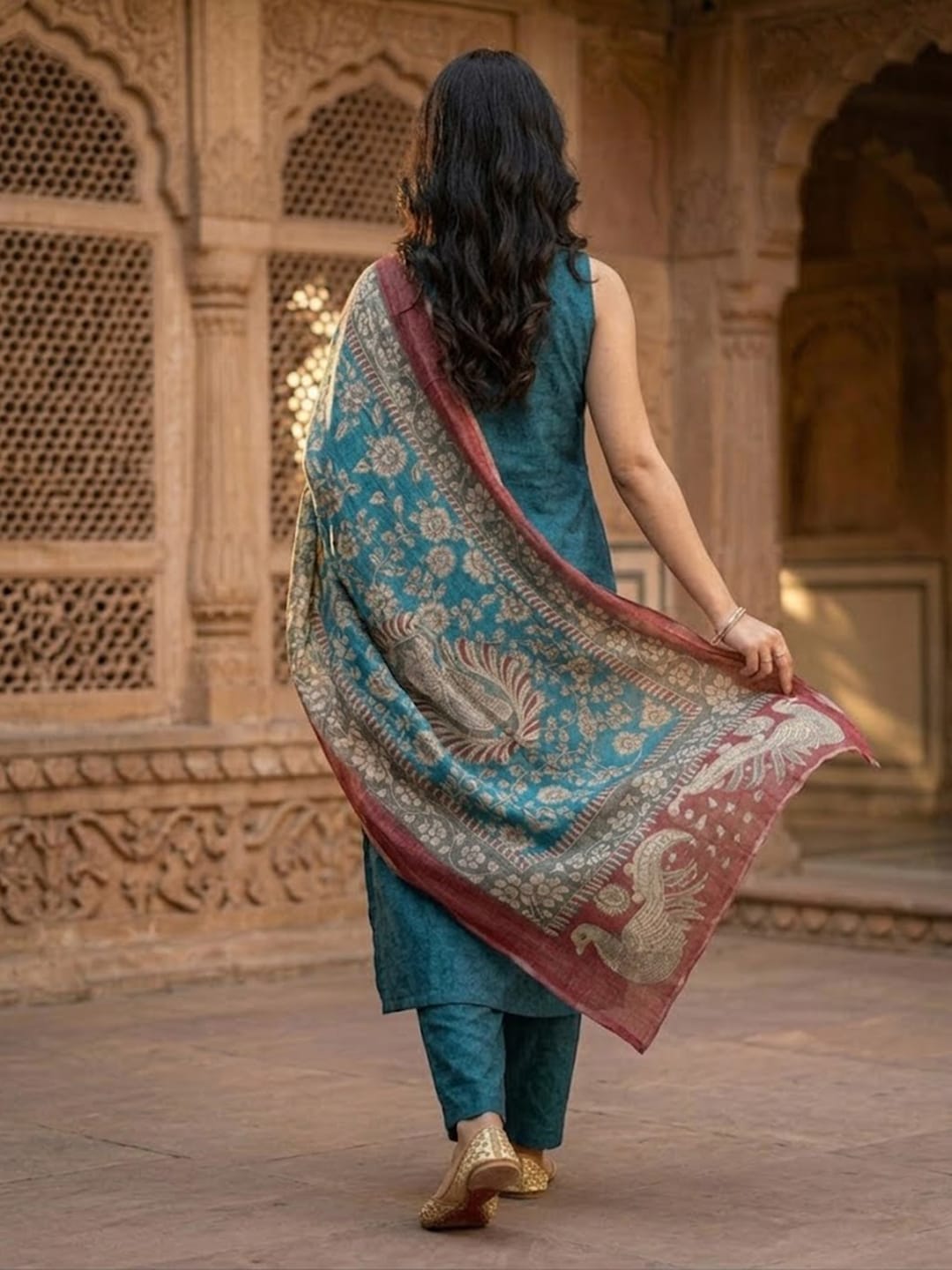 Effortless Teal Radiance Kurta Set With Dupatta