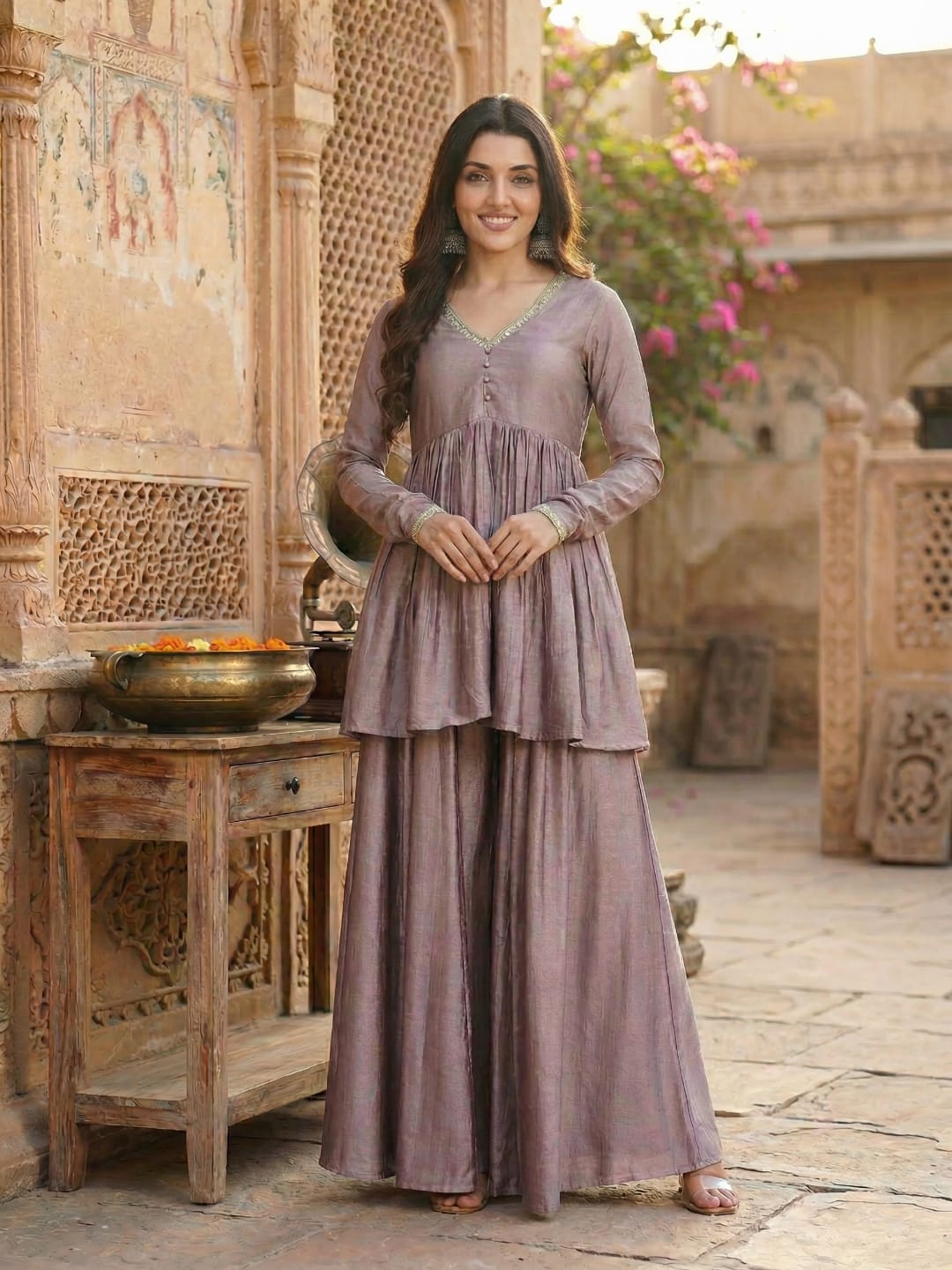 The Kurti Collection Women Sea Green Bandhani Printed Straight Kurta With Trousers