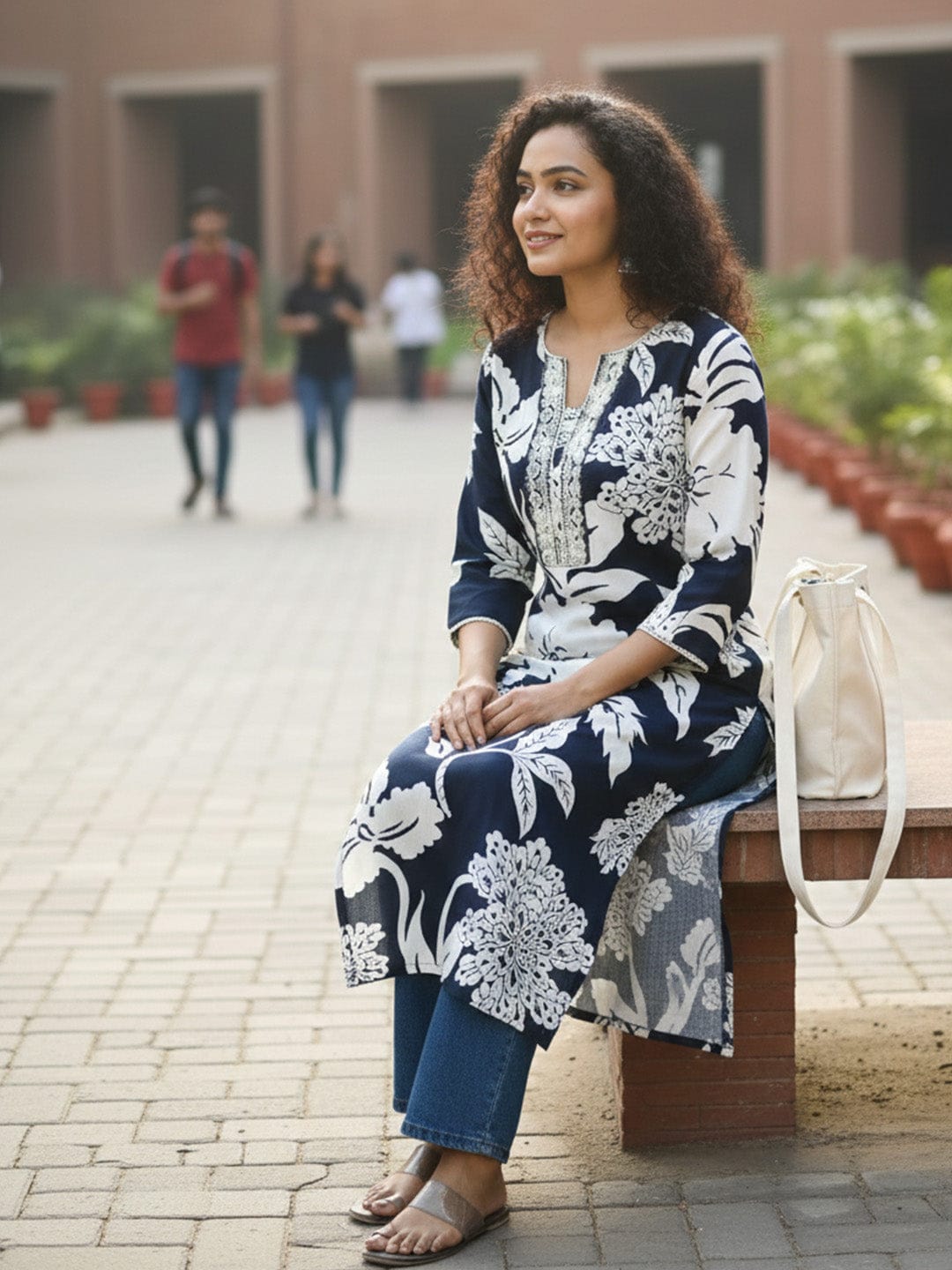 The Kurti Collection Navy Night Floral Kurta