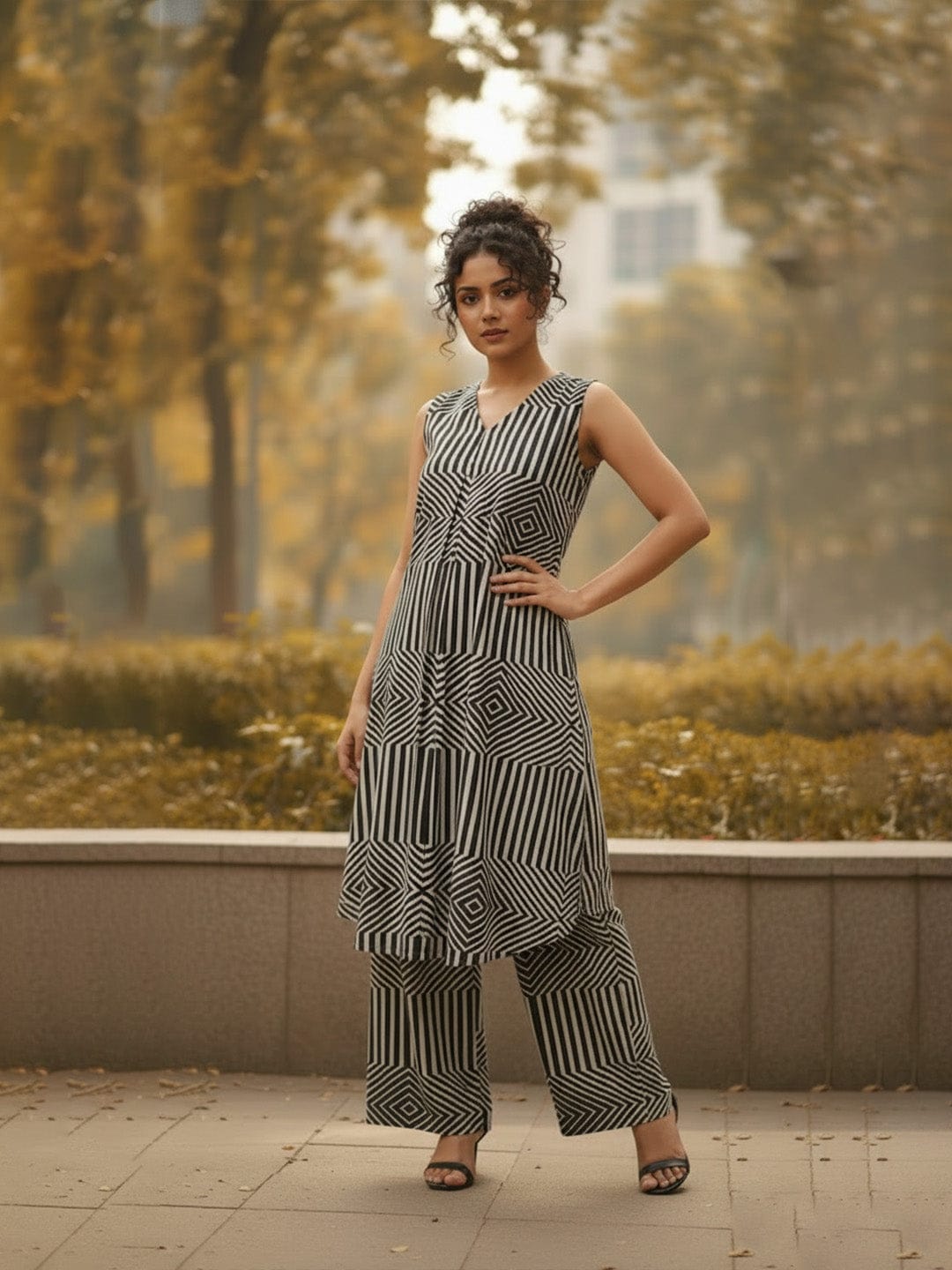 Monochrome Matrix Piece kurta set