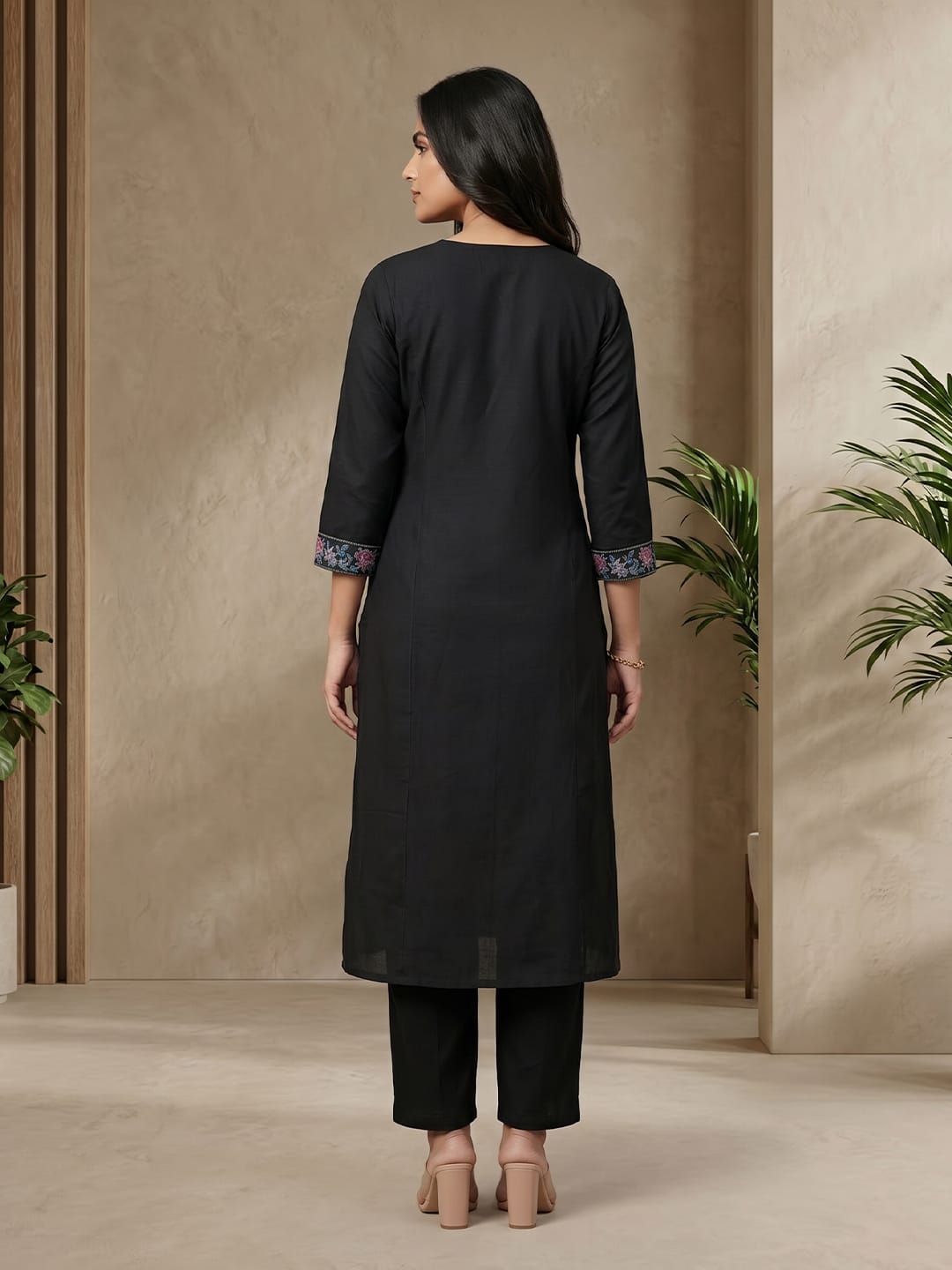 Black Embroidered Kurta Set
