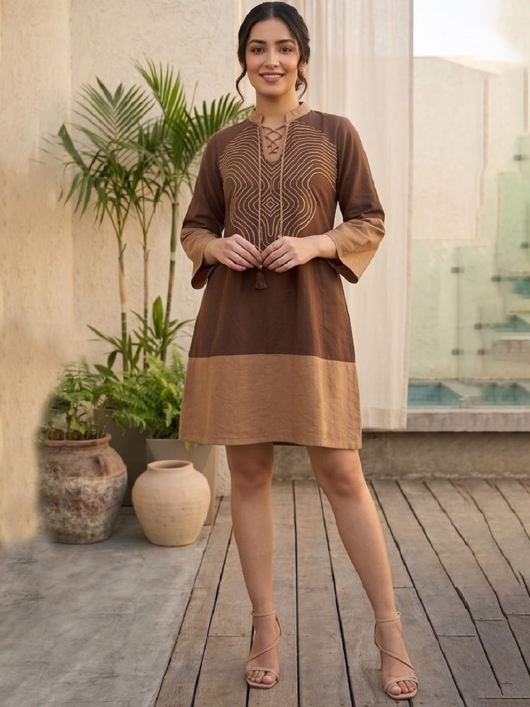 The Kurti Collection Brown Colored Women Summer Dress