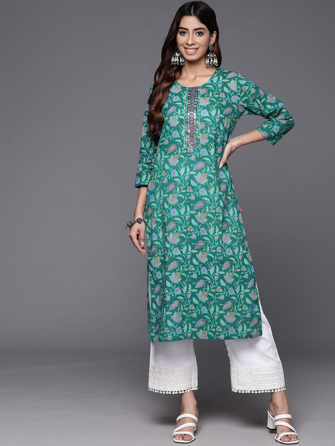 The Kurti Collection Women Turquoise Blue Floral Printed Straight Kurta Rs Vkur1867