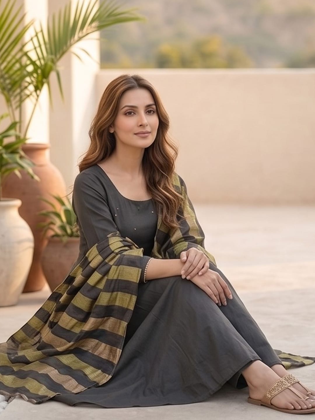 Contemporary Ethnic Kurta Set With dupatta