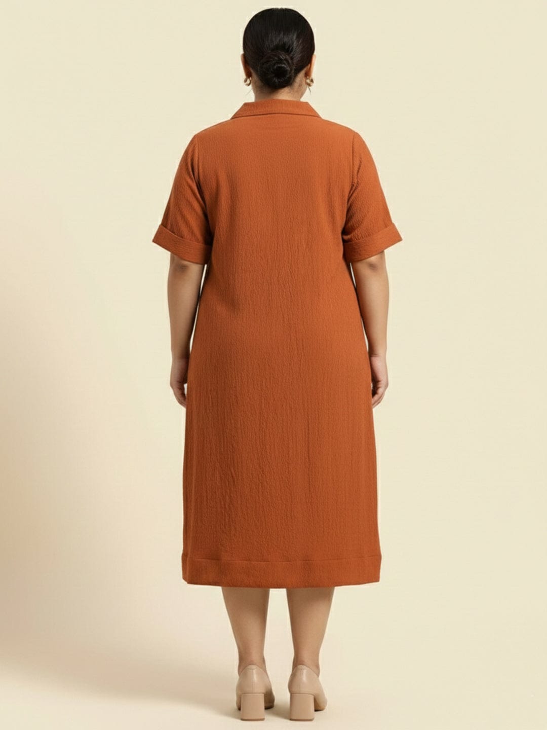 The Kurti Collection Women Beige Shirt Collar A Line Dress