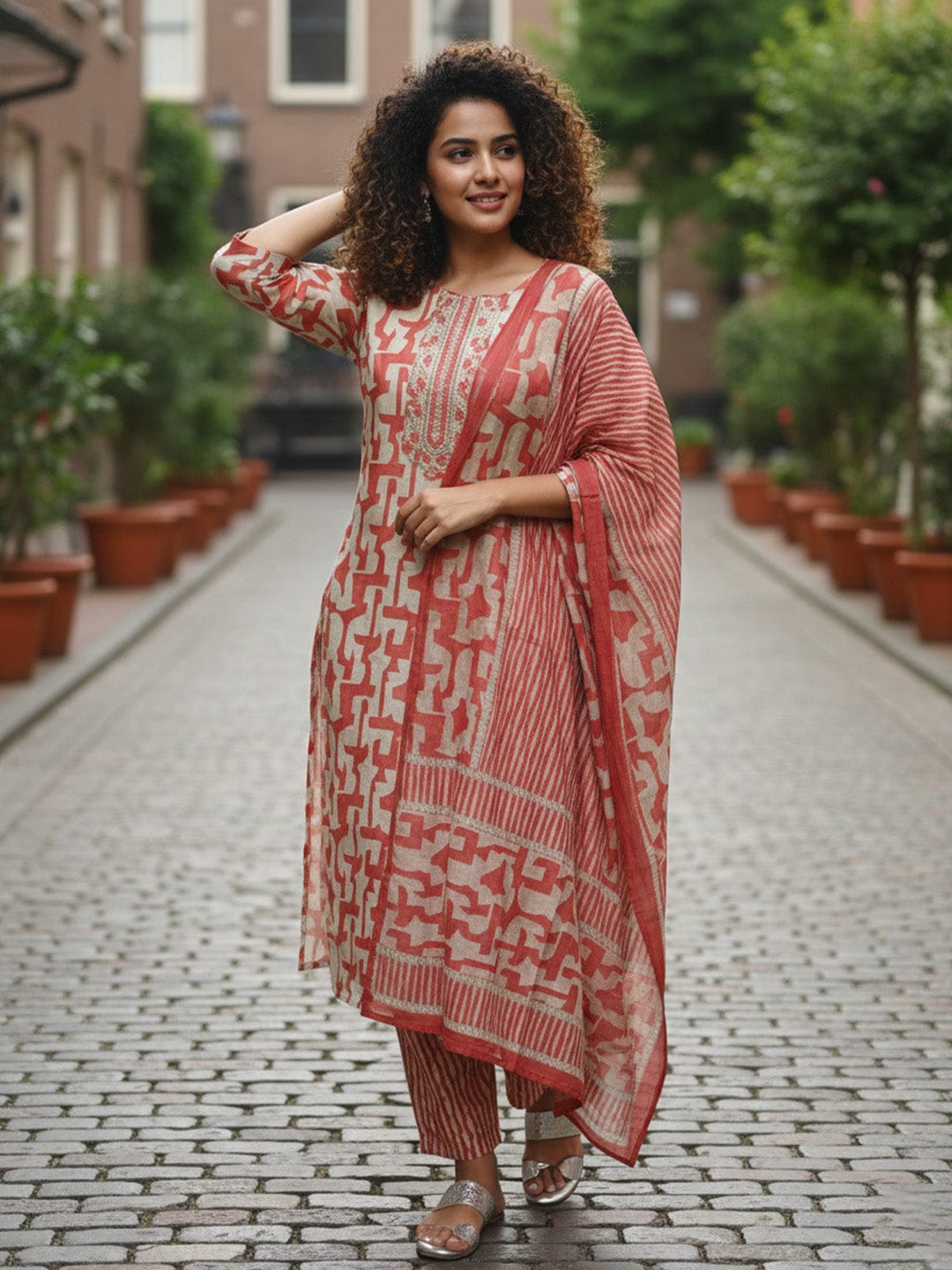 Urban Pink Printed Suit Set