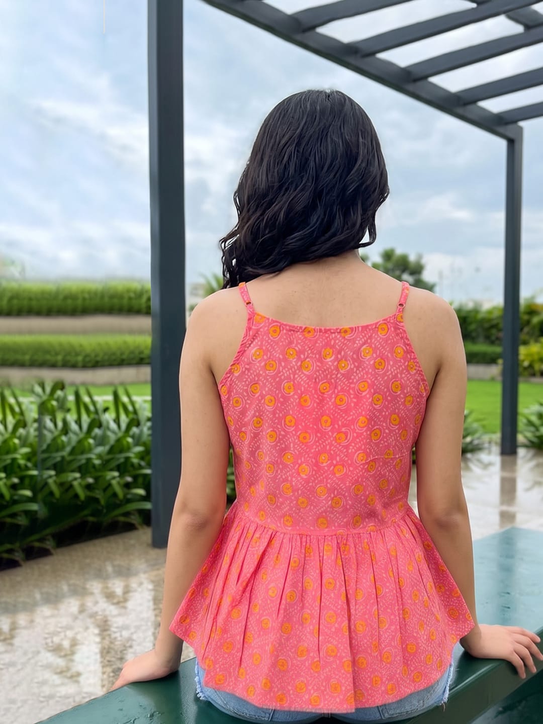 The Kurti Collection Women's Pink Festive Peplum Top