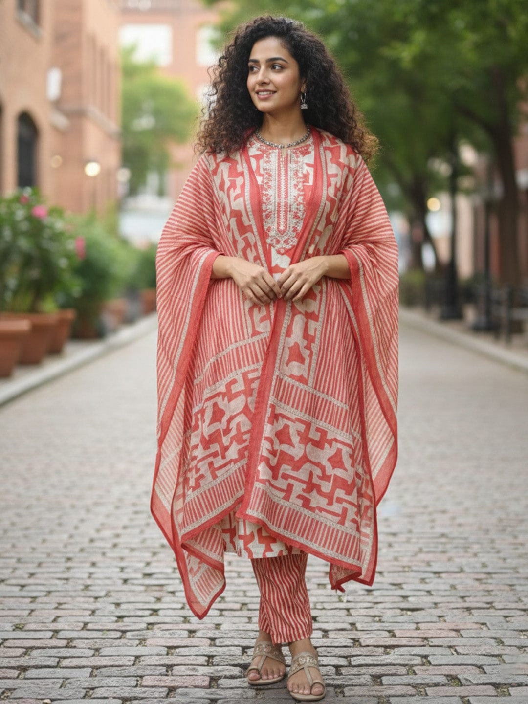 Urban Pink Printed Suit Set