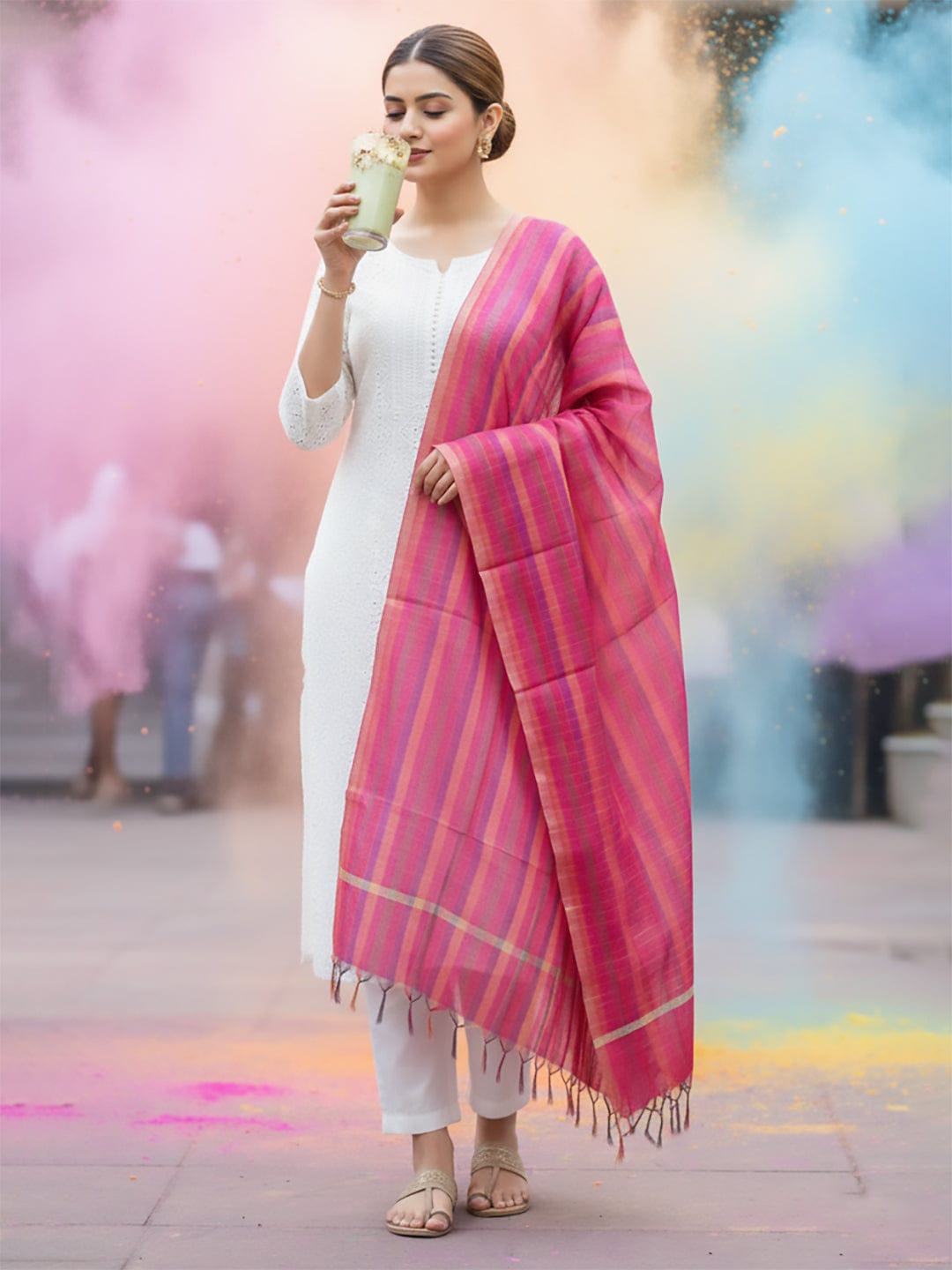 Elegant net dupatta featuring sequence detailing for a stylish and feminine finish.