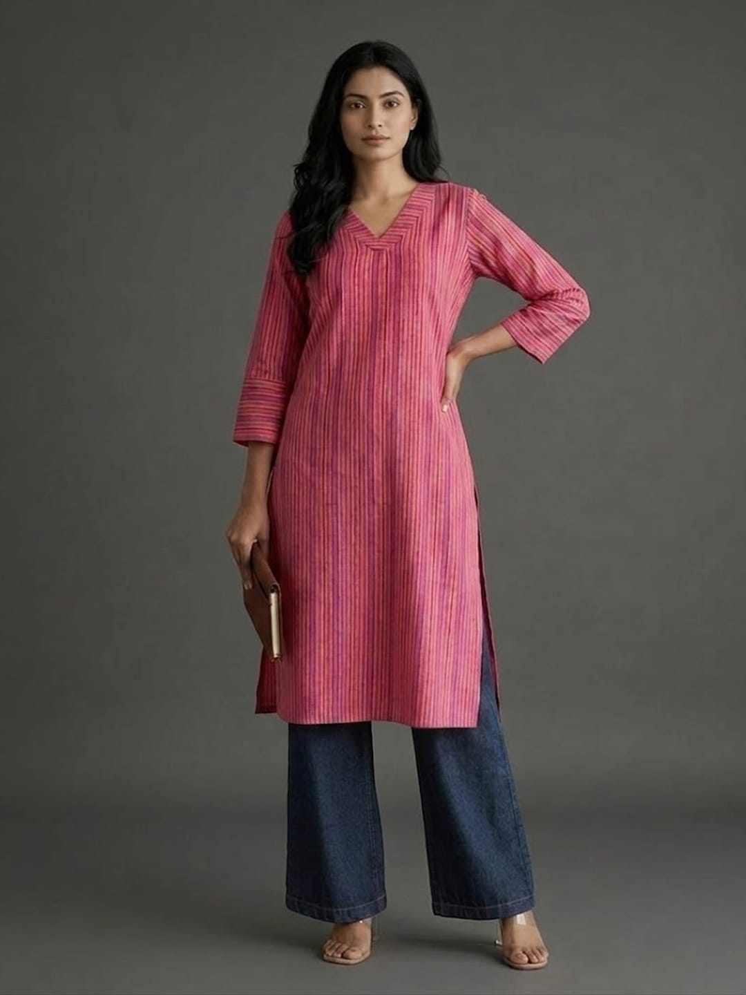 Cotton kurta with Colourful Stripes