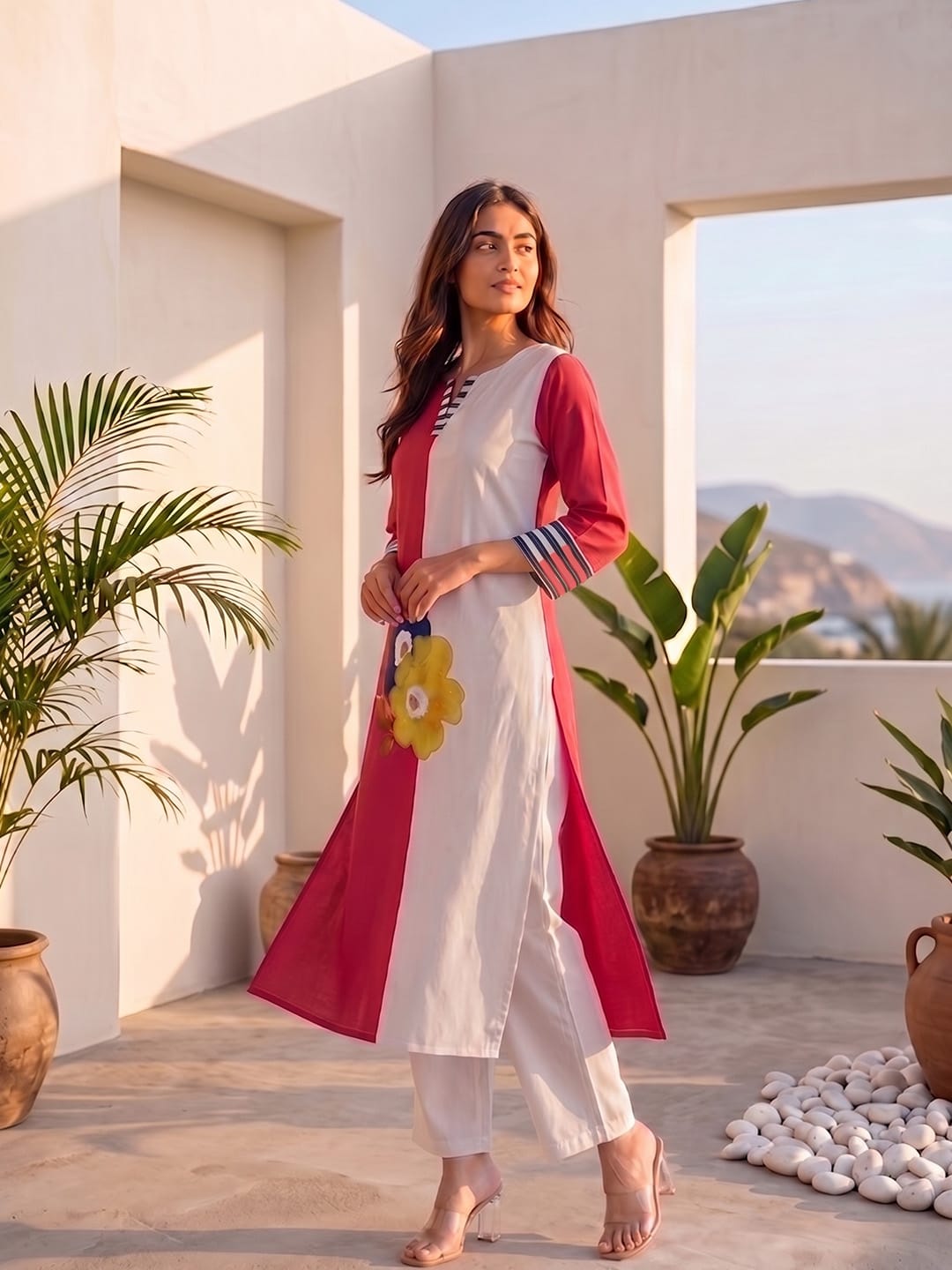The Half-Frame Coral Women's kurta Set