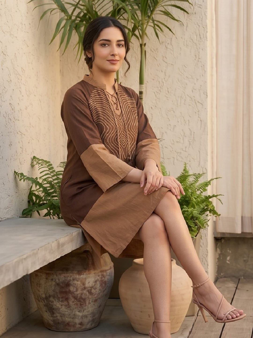 The Kurti Collection Brown Colored Women Summer Dress