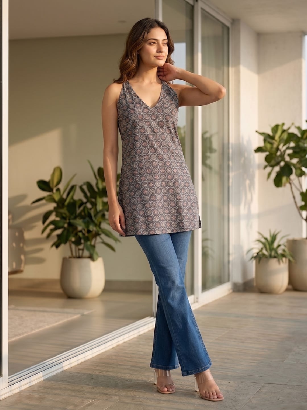 Women's Ajrakh Print Halter Neck Top