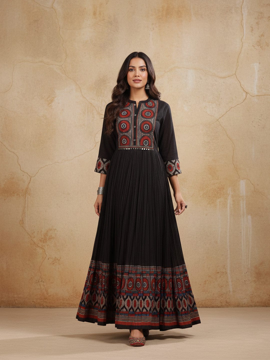 The Kurti Collection Ethereal Ajrakh Bordered Ethnic Ensemble