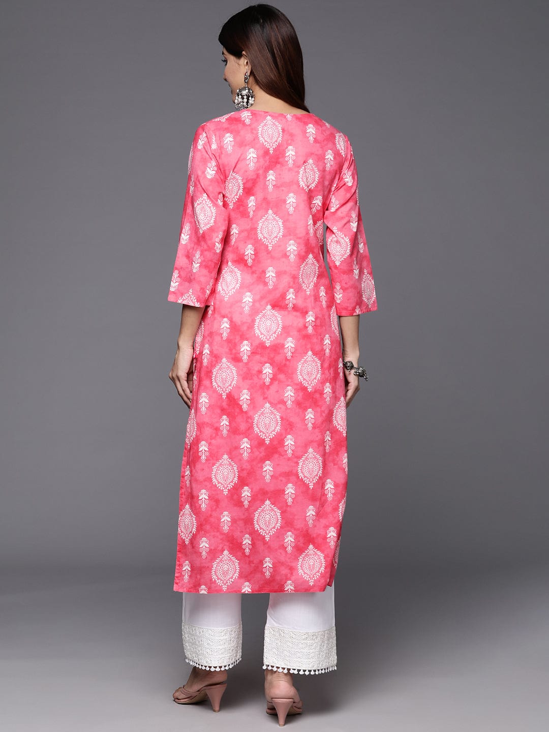 The Kurti Collection Women Pink Ethnic Motif Printed Straight Kurta