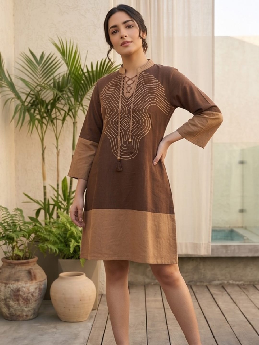 The Kurti Collection Brown Colored Women Summer Dress