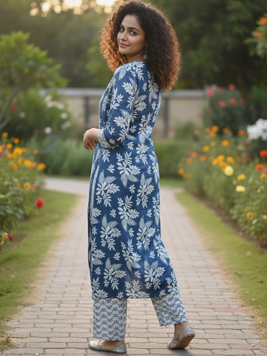 Oceanic Bloom V-Neck Set